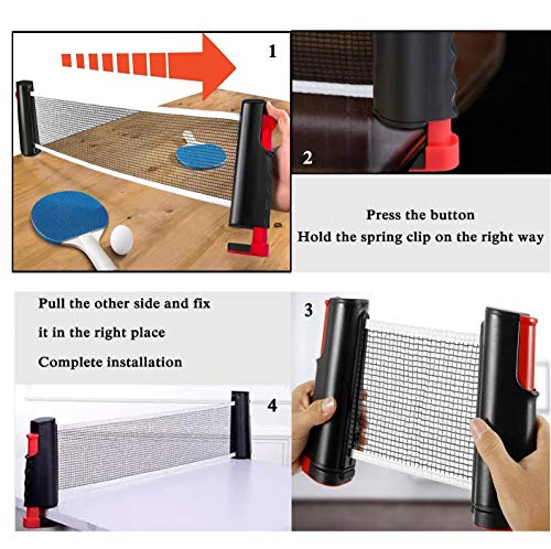 YUANXIASM Red de Ping Pong Ajustable,Red de Tenis de Mesa Retráctil, Soporte de Ping Pong Portátil para Escritorio de Oficina, Cocina o Mesa de Comedor (Rojo Negro)