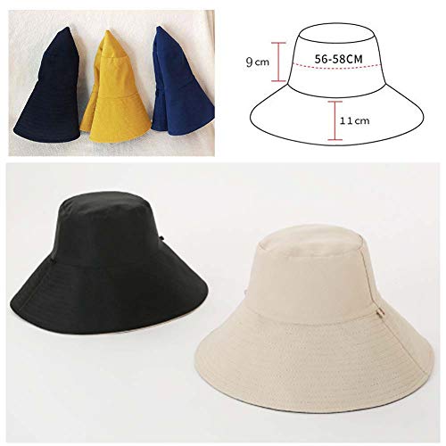 Yuccer Sombrero Mujer Verano Plegable, Algodón Protección Solar Gorro de Playa Mujer Sun Hat for Women Verano Otoño Invierno (B Negro)