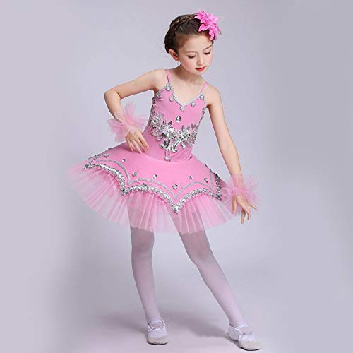 Yudesun Danza Chicas con Lentejuelas Bailarina - Ballet Leotardo Princesa Disfraces Baile Tutú Vestido Gimnasia Rendimiento Falda,Rosa,100-110cm