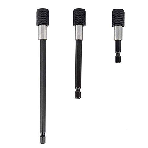 Yuhtech 3 Pcs Vástago hexagonal destornillador Bit Holder 60mm 100mm 150mm Portapuntas Magnético de Liberación y Cambio Rápido