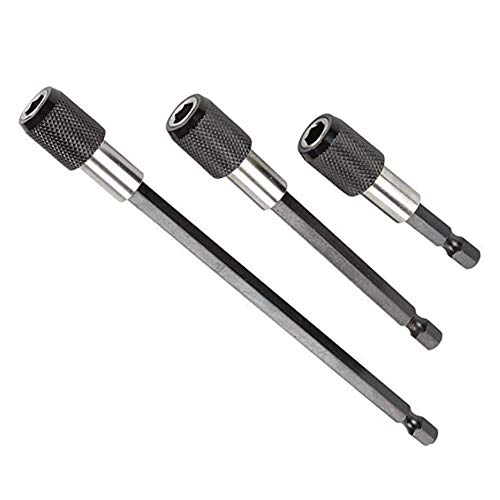 Yuhtech 3 Pcs Vástago hexagonal destornillador Bit Holder 60mm 100mm 150mm Portapuntas Magnético de Liberación y Cambio Rápido