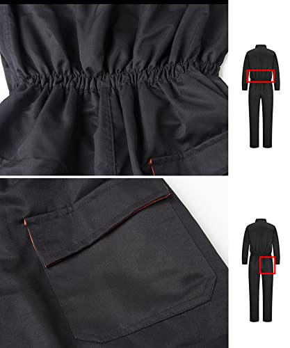 Yukirtiq Pantalones con Peto de Trabajo para Hombre, Ropa de Trabajo Mono de Trabajo para Mecánicos, para jardín y Garaje, para Mantener Limpio, Negro, S