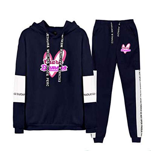 Yumenam Mujeres The Hype House Impreso Sudadera con Capucha y Pantalones Largos Casual 2 PCS Conjunto de Chándal Charli D'amelio