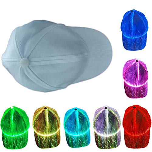 Yunobi Gorra LED luminosa que cambia de color gorra de béisbol gorra de fibra óptica Hip Hop Cap Halloween Navidad fiesta accesorios