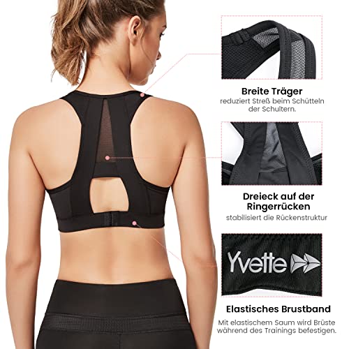 Yvette Sujetador Deportivo Soporte Fuerte de Malla, Espalda de Corredor, Pechos Grandes sin Aros, Acolchado para Fitness, Correr, Yoga