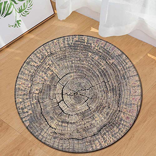 YWLINK Creativo Antideslizante Durable De Grano De Madera Alfombra Redonda Juego De Alfombra para NiñOs Juego para NiñOs Alfombra Redonda Sala De Estar Estera De Yoga 60 Cm