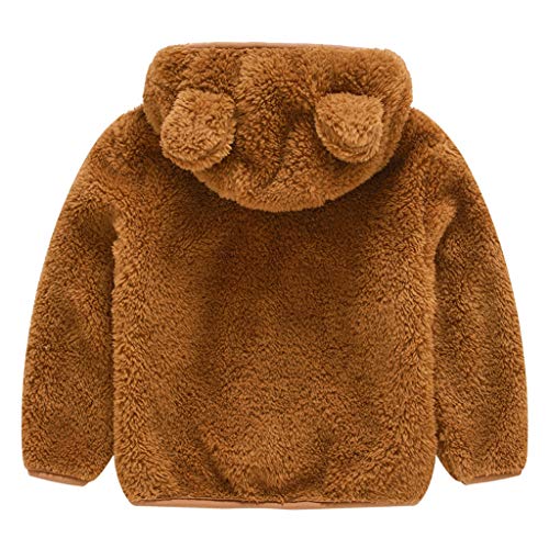 YWLINK Orejas De Oso De Manga Larga para NiñOs, Color SóLido, Felpa, Gruesa Y CáLida Chaqueta con Capucha, Ropa De AlgodóN