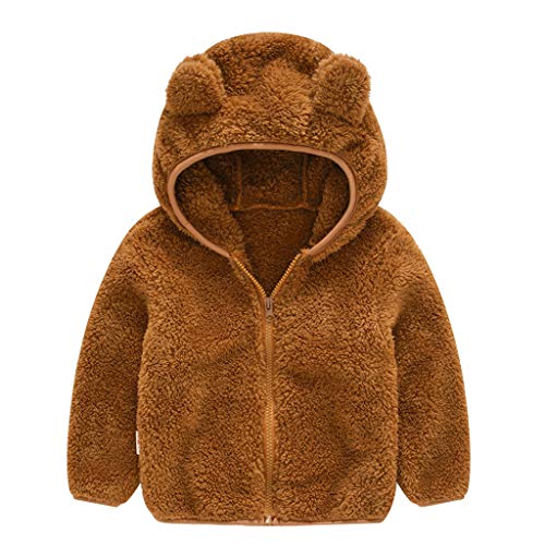 YWLINK Orejas De Oso De Manga Larga para NiñOs, Color SóLido, Felpa, Gruesa Y CáLida Chaqueta con Capucha, Ropa De AlgodóN