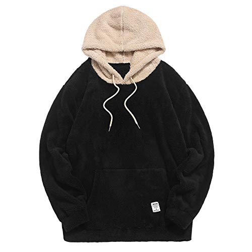 ZAFUL - Sudadera con capucha para hombre, bolsillo tipo canguro, de felpa, para otoño e invierno negro-a XL