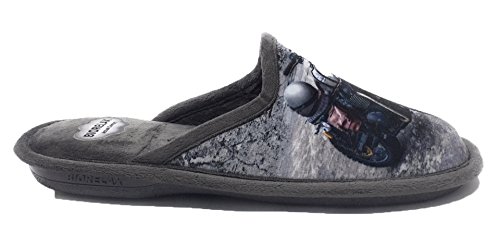 Zapatilla de Estar por casa/Biorelax/Hombre/Mod. Dibujo Moto/Gris/Material Suapel/Suela Goma/con Cámara de Aire/Talla 46