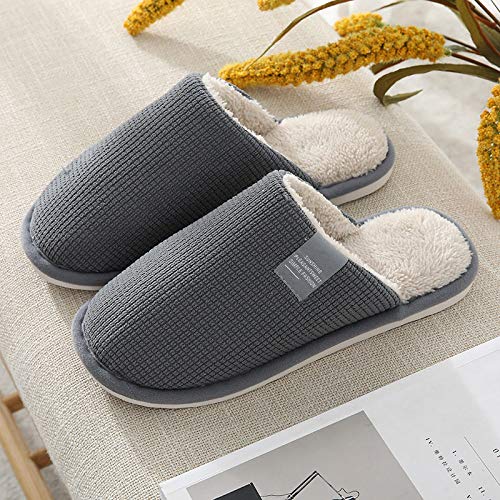 Zapatillas Algodón Hombre Slippers,Moda Gris Cálido Zapatillas De Felpa Fondo Suave Antideslizante Zapatillas De Algodón Otoño Invierno Exterior Exterior Antideslizante Zapatos Planos Caseros,43,44