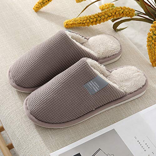 Zapatillas Algodón Hombre Slippers,Moda Marrón Cálido Zapatillas De Felpa Fondo Suave Antideslizante Zapatillas De Algodón Otoño Invierno Exterior Exterior Antideslizante Zapatos Planos Caseros,4