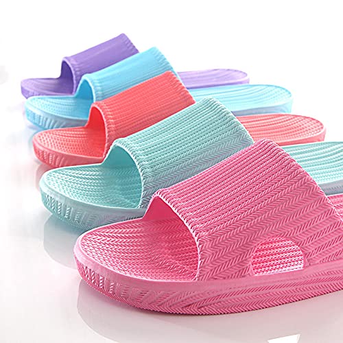 Zapatillas Casa Chanclas Sandalias Zapatillas De Casa Antideslizantes para El Suelo Zapatillas De Interior Suaves para Parejas Familiares A Rayas Sandalias Planas De Baño para Mujer-Sky_Blue_38