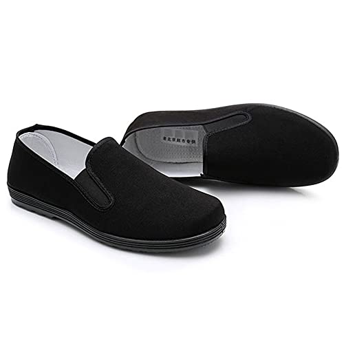 Zapatillas Chinas de Kung Fu de Lona para Artes Marciales, Zapatos de Tai Chi, Suela de Goma, Unisex, Todo Negro, Talla EU 46 (280cm)