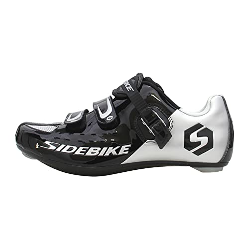 Zapatillas Ciclismo para Bicicleta de Carretera Transpirables Zapatos Bicicleta Spinning Hombre/Mujer, Negro , 42 EU