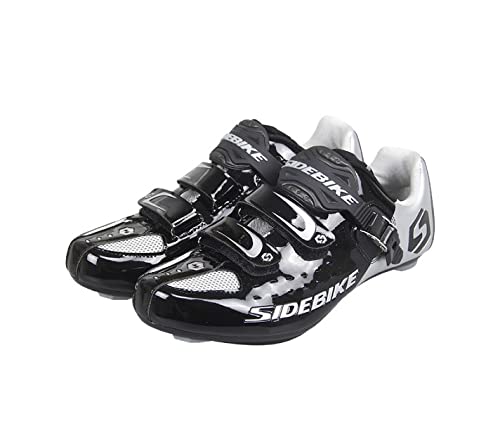 Zapatillas Ciclismo para Bicicleta de Carretera Transpirables Zapatos Bicicleta Spinning Hombre/Mujer, Negro , 42 EU