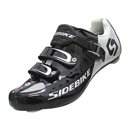 Zapatillas Ciclismo para Bicicleta de Carretera Transpirables Zapatos Bicicleta Spinning Hombre/Mujer, Negro , 42 EU