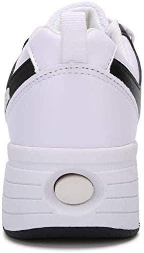 Zapatillas con Ruedas Zapatos De Patinaje sobre Ruedas Zapatos De Polea Patinaje Técnico Retráctil Deporte para Niños Niñas Zapatos De Ruedas Zapatillas De Deporte Al Aire Libre Zapatillas,White-38