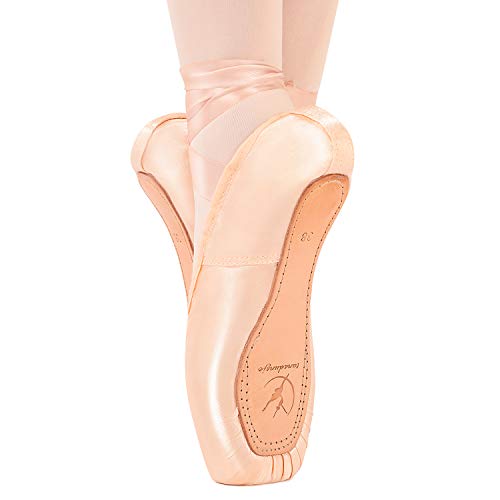 Zapatillas de Ballet de Punta Zapatillas de Danza Profesionales Rosadas con Cinta Cosida y Almohadillas de Silicona para niñas y Mujeres Rosado 40