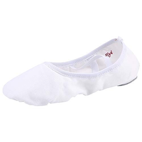 Zapatillas de Ballet Zapatos de Danza Canvas Suela Partida de Cuero para Niña y Mujer Calzado de Danza y Gimnasia Media Punta Blanco 43