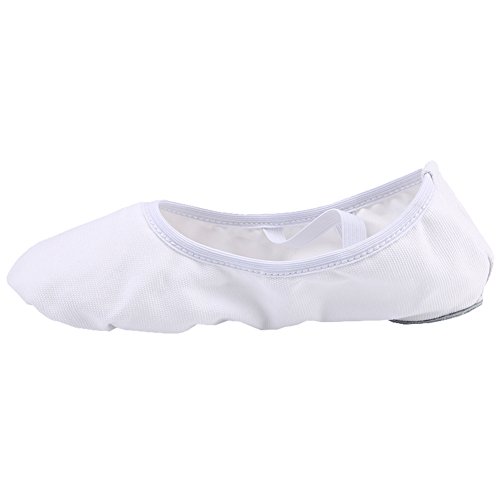 Zapatillas de Ballet Zapatos de Danza Canvas Suela Partida de Cuero para Niña y Mujer Calzado de Danza y Gimnasia Media Punta Blanco 43