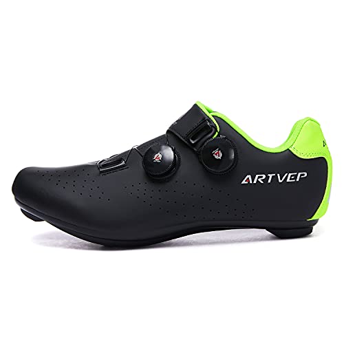 Zapatillas de Ciclismo para Hombre Zapatillas de Bicicleta de Carretera para Mujer compatibles con Look SPD SPD-SL Delta Cleats Zapatillas de Spinning para Interiores Exteriores Negro275