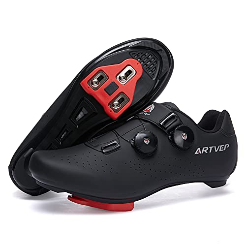 Zapatillas de Ciclismo para Hombre Zapatillas de Bicicleta de Carretera para Mujer compatibles con Look SPD SPD-SL Delta Cleats Zapatillas de Spinning para Interiores Exteriores Toda Negro280