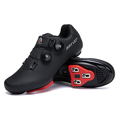 Zapatillas de Ciclismo para Hombre Zapatillas de Bicicleta de Carretera para Mujer compatibles con Look SPD SPD-SL Delta Cleats Zapatillas de Spinning para Interiores Exteriores Toda Negro280