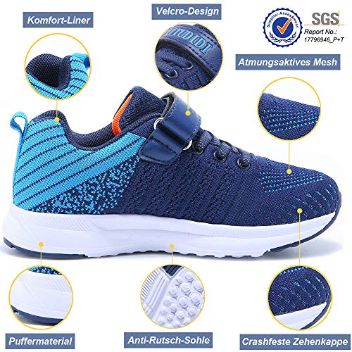 Zapatillas de Correr Niños Velcro Zapatillas Niños de Deporte Niña Niño Zapatillas de Gimnasia Tenis Trotar Runners Trainers Running Atletismo Zapatillas Zapatos Deportivas Azul 29 EU