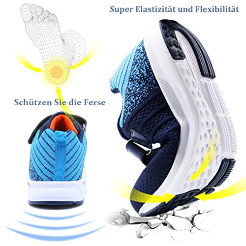 Zapatillas de Correr Niños Velcro Zapatillas Niños de Deporte Niña Niño Zapatillas de Gimnasia Tenis Trotar Runners Trainers Running Atletismo Zapatillas Zapatos Deportivas Azul 29 EU