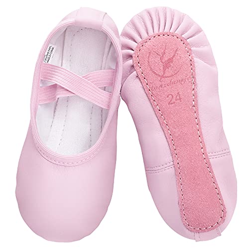 Zapatillas de Danza Cuero Zapatos de Ballet Suela de Cuero Entera para Niña y Mujer Adultos Tallas 22-40