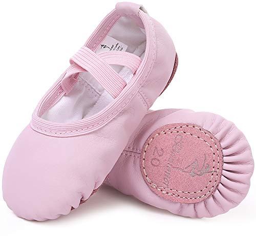 Zapatillas de Danza Cuero Zapatos Media Punta de Ballet y Gimnasia para Niña y Mujer Rosa 27