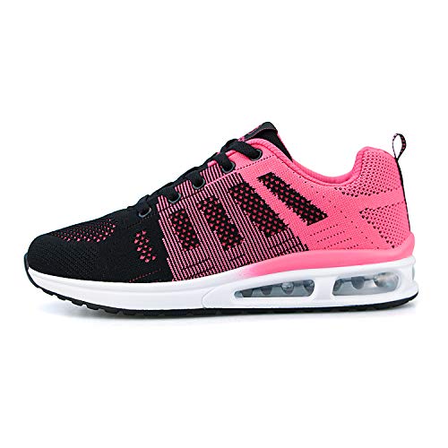 Zapatillas de Deporte atléticas para Mujer Zapatillas de Deporte con amortiguación de Aire Transpirable Moda Deportiva Gimnasio Jogging Tenis Entrenadores de Fitness Rosa Negro 39 EU