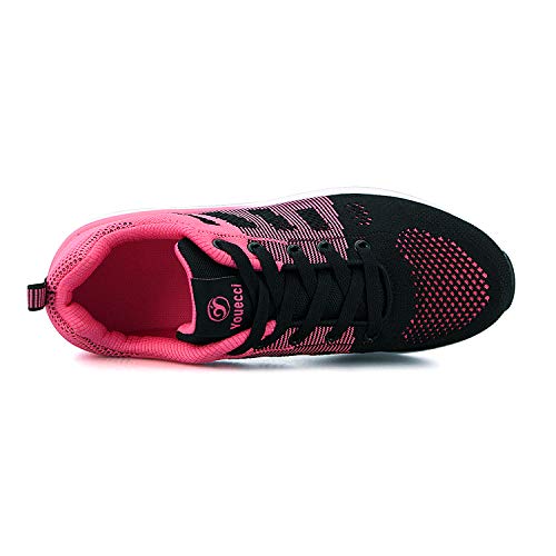 Zapatillas de Deporte atléticas para Mujer Zapatillas de Deporte con amortiguación de Aire Transpirable Moda Deportiva Gimnasio Jogging Tenis Entrenadores de Fitness Rosa Negro 39 EU