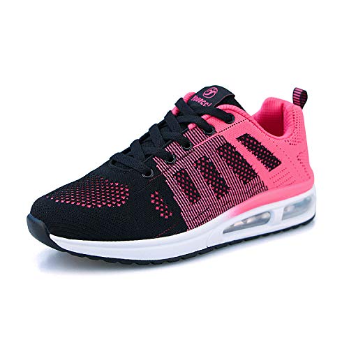 Zapatillas de Deporte atléticas para Mujer Zapatillas de Deporte con amortiguación de Aire Transpirable Moda Deportiva Gimnasio Jogging Tenis Entrenadores de Fitness Rosa Negro 39 EU