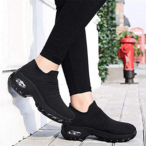 Zapatillas Deportivas de Mujer Zapatos Running Fitness Gym Outdoor Sneaker Casual Mesh Transpirable Comodas Calzado Negro Talla 40