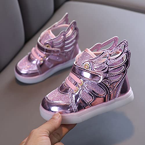 Zapatillas deportivas para niños y niñas, con luces LED para cuatro estaciones, de piel, con ruedas y alas