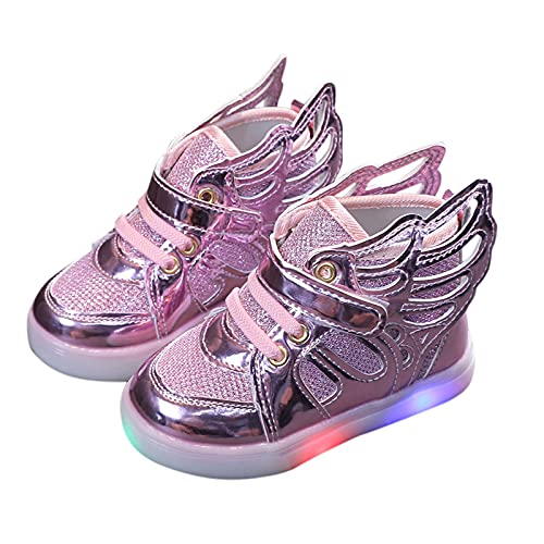 Zapatillas deportivas para niños y niñas, con luces LED para cuatro estaciones, de piel, con ruedas y alas