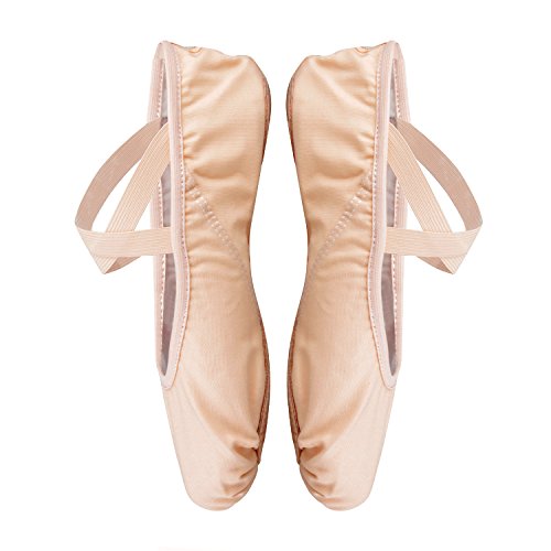 Zapatillas Media Punta de Ballet Suela Partida de Cuero Zapatos de Ballet Tallas Rosa 29