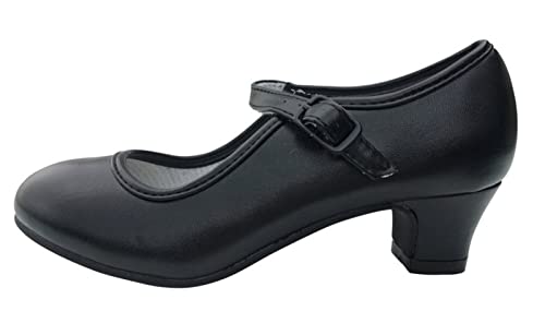 Zapato Flamenco Baile sevillanas niña,Mujer Negro 23