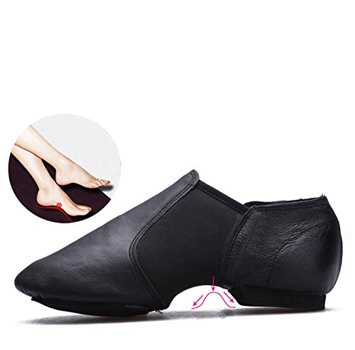 Zapatos de Baile Latino Ballet Mujer PU Cuero Comodos Adultos Zapatillas Baile Moderno Salon Salsa Jazz Gimnasia Negro