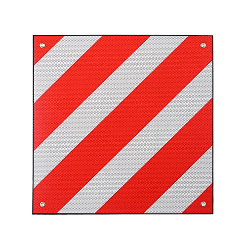 Zelsius 2 en 1 Panel Reflector Trasero en Aluminio | Para España e Italia | 50 x 50 cm | Color Rojo-Blanco | Señalización de Cargas | Portabicicletas | Remolques | Caravanas | Visibilidad Noche