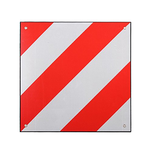 Zelsius 2 en 1 Panel Reflector Trasero en Aluminio | Para España e Italia | 50 x 50 cm | Color Rojo-Blanco | Señalización de Cargas | Portabicicletas | Remolques | Caravanas | Visibilidad Noche