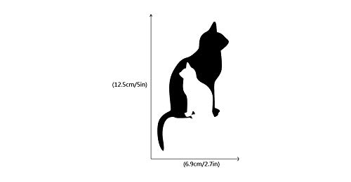 Zemn Pegatina Etiqueta Engomada Creativa del Gato del Vinilo De La Silueta del Gato De La Historieta Etiqueta Engomada De La Pared Animal para La Decoración Casera del Dormitorio 2 Piezas