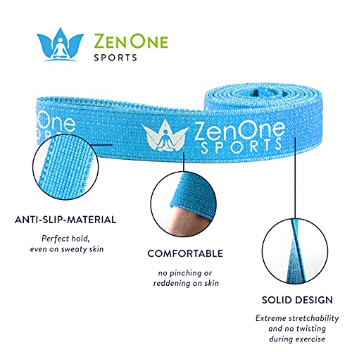 ZenBands Power Fabric, Banda Elástica Fitness de tela, Banda Elástica Ideal para Principiantes, Banda de Resistencia Antideslizante para Entrenarse en Casa, incl. Guída de Entrenamiento, Azul, X-Light