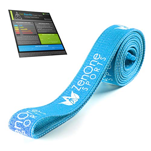 ZenBands Power Fabric, Banda Elástica Fitness de tela, Banda Elástica Ideal para Principiantes, Banda de Resistencia Antideslizante para Entrenarse en Casa, incl. Guída de Entrenamiento, Azul, X-Light