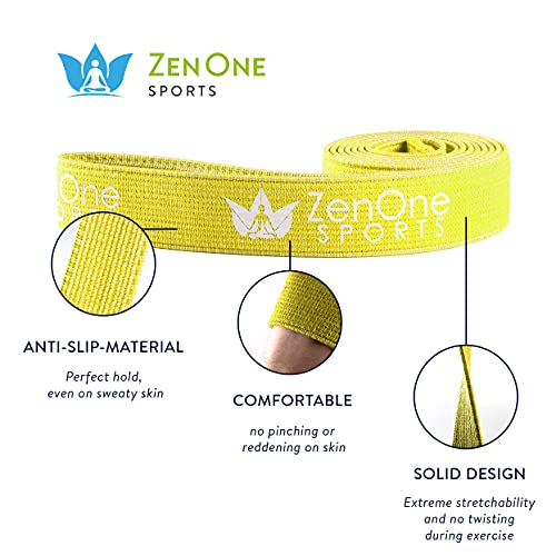 ZenBands Power Fabric, Banda Elástica Fitness de Tela, Banda Elástica Pull-Up, Banda de Resistencia Antideslizante para Entrenamiento Total Body en Casa, Incl. Guía de Entrenamiento, Amarillo, Medium