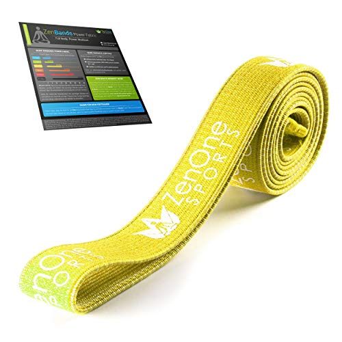 ZenBands Power Fabric, Banda Elástica Fitness de Tela, Banda Elástica Pull-Up, Banda de Resistencia Antideslizante para Entrenamiento Total Body en Casa, Incl. Guía de Entrenamiento, Amarillo, Medium