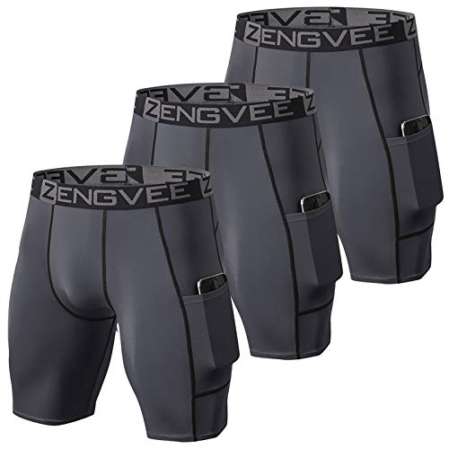 ZENGVEE Pantalones Cortos Hombre Deporte Mallas Cortas Hombre Running Correr Entrenamiento mayas Deportivas Hombre(3Gray-M)