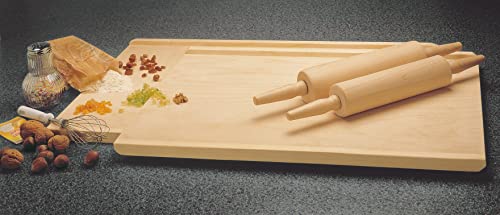 Zenker Cocina Grande rodamientos y Mangos Laterales para amasar Fino, Rodillo para repostería o pastelería, 1ud, Madera Natural, Ø6,5x25cm